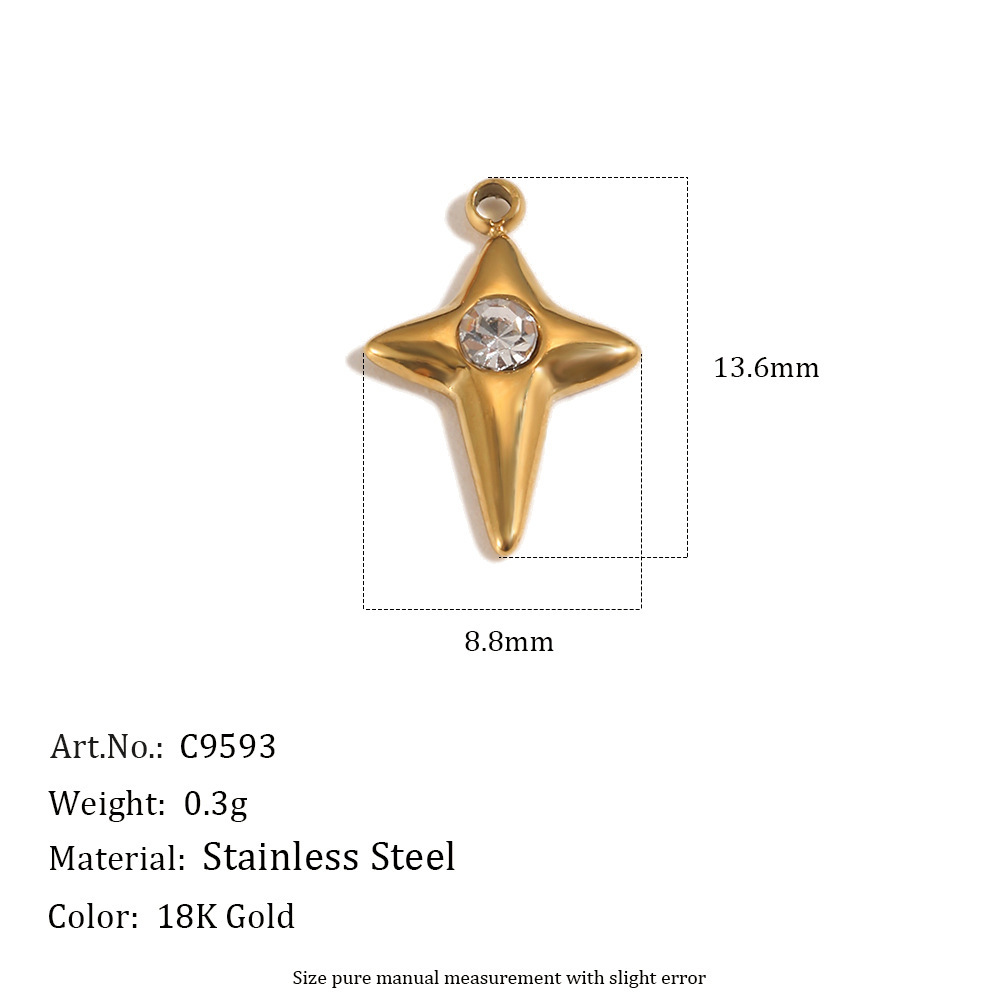 Pendentifs Rétro En Acier Inoxydable Étanche, Couleur Or, Strass, À Faire Soi-Même 