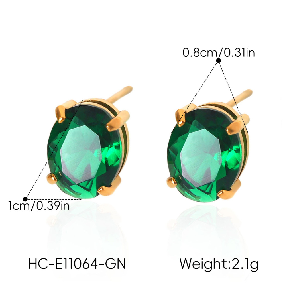 Boucles D'Oreilles Puces Pour Femmes, En Acier Inoxydable Imperméable, Couleur Or, En Forme De Cœur Et D'Ellipse, Ornées De Zircon, Représentant Une Goutte D'Eau. Elles Sont Luxueuses Et Élégantes. Elles Sont Serties De Zircon. Image2