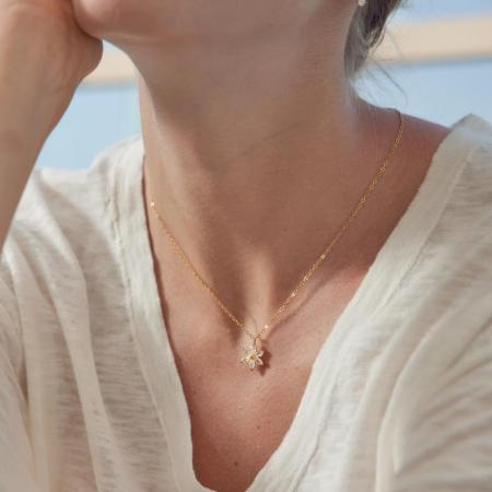 Colliers pendentifs pour femmes, simples et élégants, en acier inoxydable, étanches, couleur or, avec zircon.