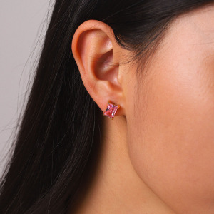 Boucles D'Oreilles Puces Pour Femmes, En Acier Inoxydable Imperméable, Couleur Or, En Forme De Cœur Et D'Ellipse, Ornées De Zircon, Représentant Une Goutte D'Eau. Elles Sont Luxueuses Et Élégantes. Elles Sont Serties De Zircon. h5 Image4
