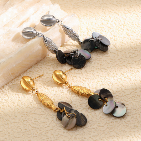 Boucles d'oreilles pendantes pour femmes, style rétro goutte d'eau, en acier inoxydable étanche, collection classique