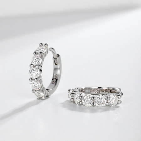 Boucles d'oreilles en moissanite plaquées platine S925, collection élégante « Luxurious Series Elegant Circle » pour femmes 2