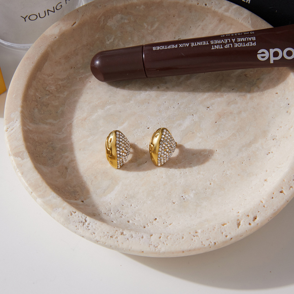 Boucles D'Oreilles Créoles Simples En Acier Inoxydable, Étanches, Couleur Or, Avec Strass, Pour Femmes Image5