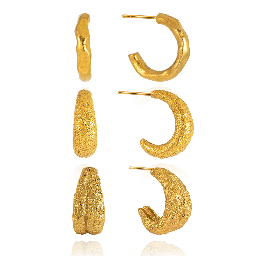 Boucles D'Oreilles Puces Pour Femmes, En Acier Inoxydable Uni, Étanches, Couleur Or. Image6