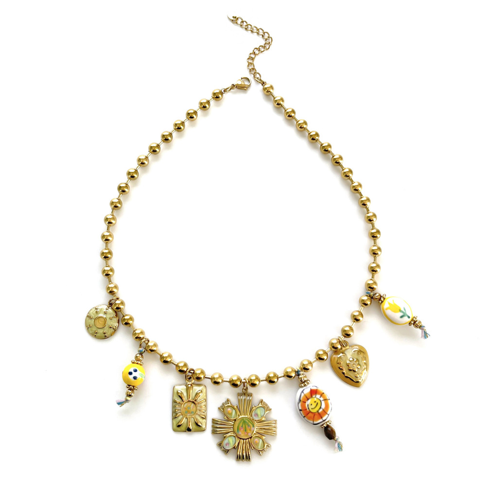 Colliers Pendentifs Vintage Pour Femmes, En Acier Inoxydable Étanche, Couleur Or, Motif Floral Image5