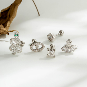 Boucles D'Oreilles Piercing Pour Femme, Motif Serpent Et Papillon, Couleur Cuivre Doré Et Zircon, Collection Simple h5 Image5