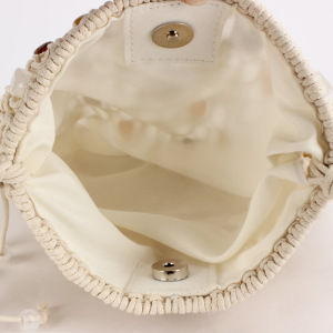 Sac Carré Pour Femme, Style Décontracté, Avec Pompons Tissés, Perles Et Corde Tressée. h5 Image3