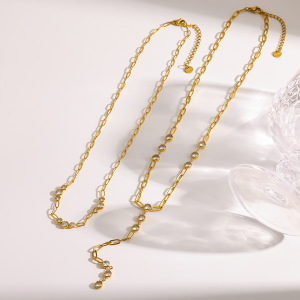 Colliers Pendentifs Pour Femmes En Acier Inoxydable Doré, Forme Géométrique Classique, Étanches, Avec Zircon. h5 Image3