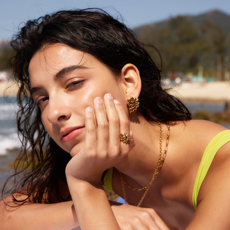 Ensembles de colliers pour femmes en acier inoxydable doré, style océanique, étanches, inspirés des vacances 2