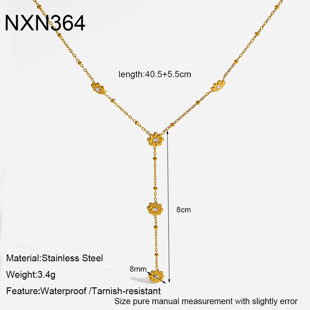 Colliers Pendentifs Romantiques Et Élégants En Acier Inoxydable, Couleur Or, Avec Zircon Et Motif Floral, Pour Femmes 
