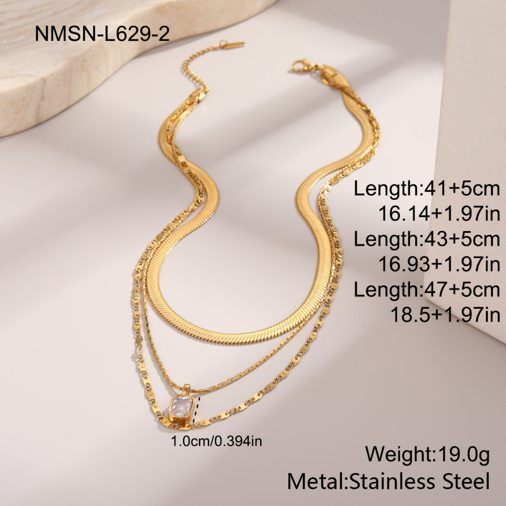 Colliers À Maillons Simples Et Irréguliers En Acier Inoxydable, Couleur Or, Avec Zircon, Pour Femmes 
