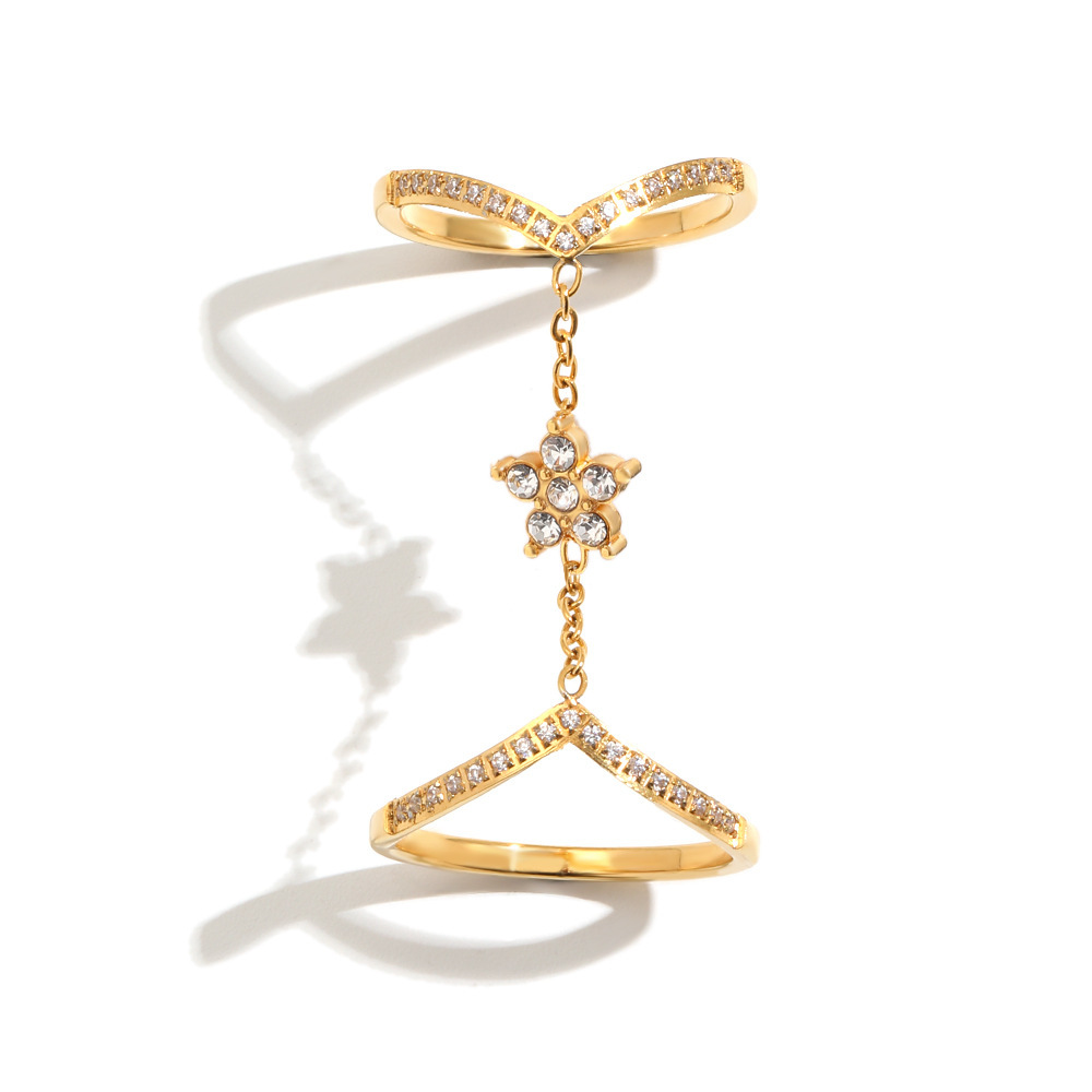 Ensembles De Bagues De Luxe En Acier Inoxydable Doré Avec Zircon, Orné D'Une Couronne Élégante Et Étanche. 
