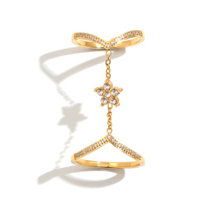 Ensembles De Bagues De Luxe En Acier Inoxydable Doré Avec Zircon, Orné D'Une Couronne Élégante Et Étanche. h5 