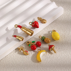 Pendentifs Pour Femmes En Acier Inoxydable, Couleur Or, Ornés De Jolis Fruits Émaillés. h5 Image2