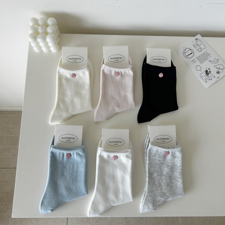 Chaussettes mi-mollet basiques à rebond élevé, couleur unie 2