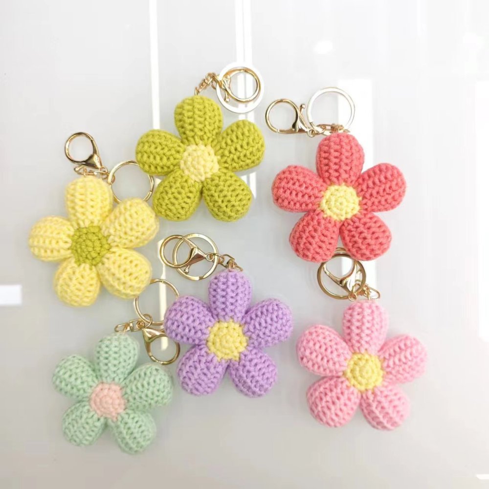 Porte-Clés En Coton Tissé À Motif Floral Doux, Série Simple Image3