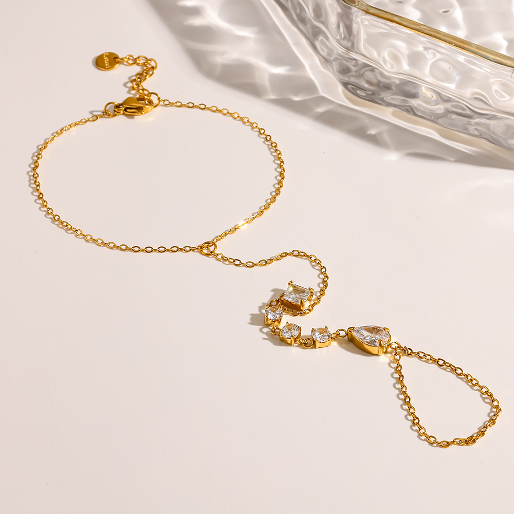 Chaîne Élégante Et Luxueuse En Acier Inoxydable Doré, Forme Géométrique, Zircon, Pour Femme. Image4