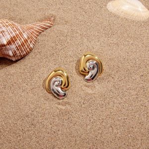 Boucles D'Oreilles Pour Femmes En Acier Inoxydable Étanche, Style Coquillage, Couleurs Or Et Argent. h5 Image4