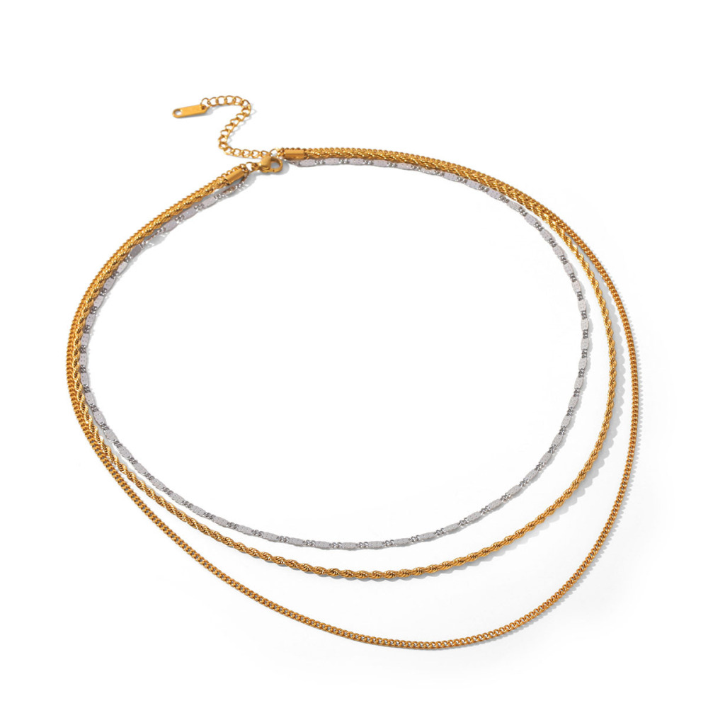Colliers Superposés Pour Femmes, En Acier Inoxydable, Couleur Or, Étanches, De La Collection Simple Series Daily Chain h5Image5