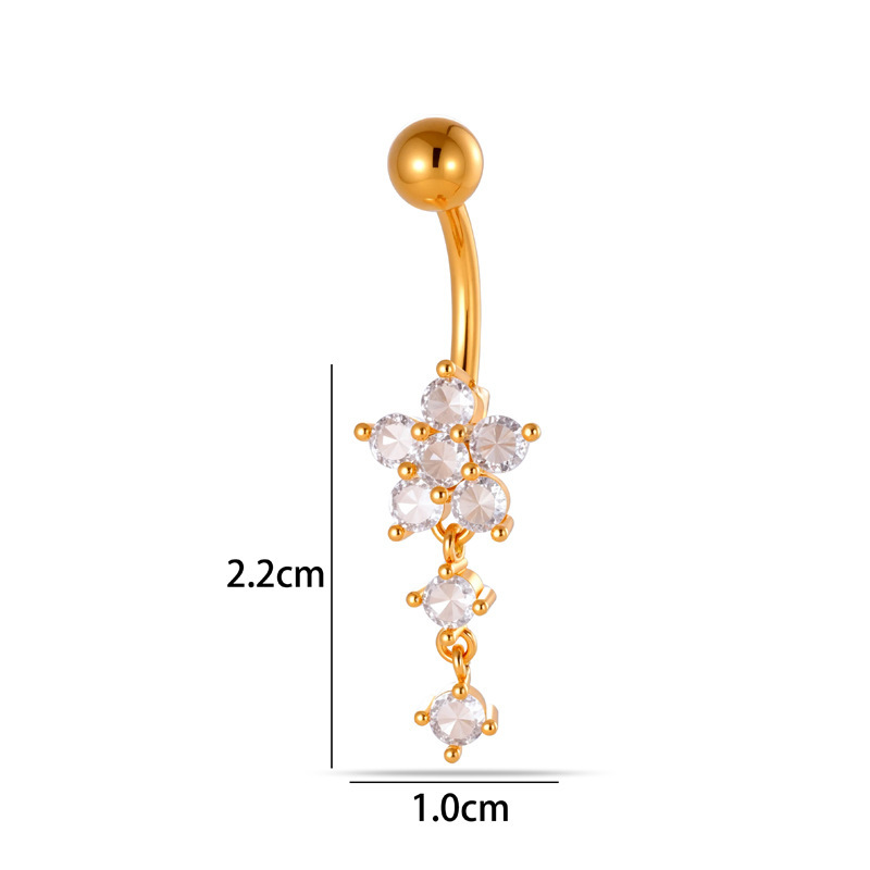 Piercings De Nombril En Zircon Couleur Cuivre Et Or, Motif Fleur Simple, Goutte, Nœud Papillon, Étoile Et Papillon Image2
