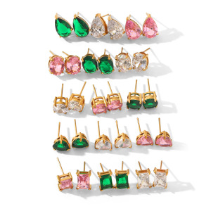 Boucles D'Oreilles Puces Pour Femmes, En Acier Inoxydable Imperméable, Couleur Or, En Forme De Cœur Et D'Ellipse, Ornées De Zircon, Représentant Une Goutte D'Eau. Elles Sont Luxueuses Et Élégantes. Elles Sont Serties De Zircon. h5 Image6