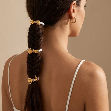 Chouchous pour femme en acier inoxydable doré, forme irrégulière, avec couronne de cœur et motif floral simple au quotidien