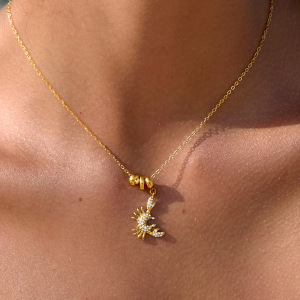 Ensembles De Bijoux Pour Femmes, Collection Romantique, Style Océanique, En Acier Inoxydable, Étanches, Couleur Or, Avec Zircon. h5 Image3