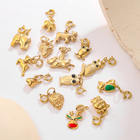 Pendentifs de luxe pour femmes, en acier inoxydable imperméable, couleur or, ornés de strass, à découper soi-même, motif animal.