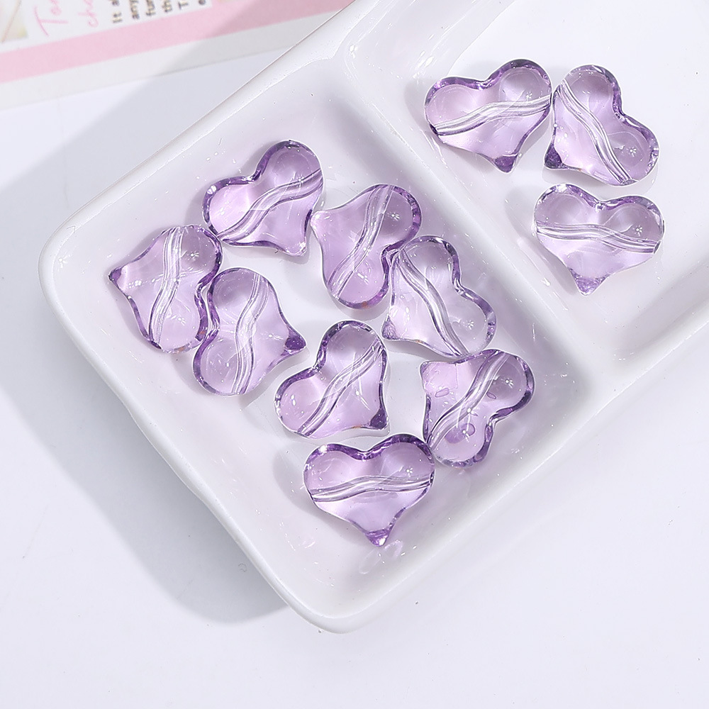 1 Sachet De Perles Simples En Forme De Cœur Émaillé (10 Perles Par Sachet)