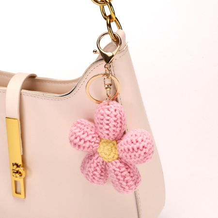Porte-clés en coton tissé à motif floral doux, série Simple 2