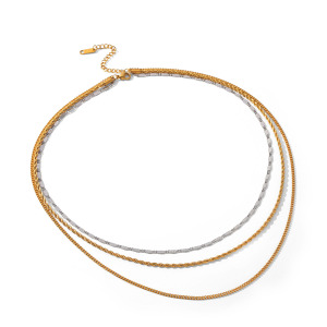 Colliers Superposés Pour Femmes, En Acier Inoxydable, Couleur Or, Étanches, De La Collection Simple Series Daily Chain h5