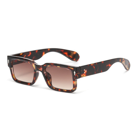 Lunettes de soleil rétro à imprimé léopard multicolores de la série Simple 2