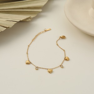 Bracelet Chaîne Pour Femme Simple Series Daily Heart En Acier Inoxydable Étanche Couleur Or h5 Image4
