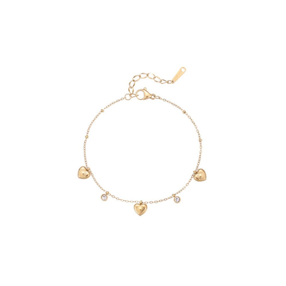 Bracelet Chaîne Pour Femme Simple Series Daily Heart En Acier Inoxydable Étanche Couleur Or h5Image5
