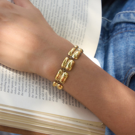 Bracelet chaîne punk en acier inoxydable étanche couleur or pour femme 2