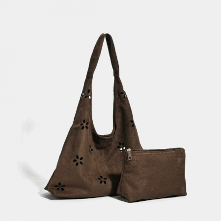Sac cabas pour femme en velours uni, style bohème, sans fleurs, ajouré.