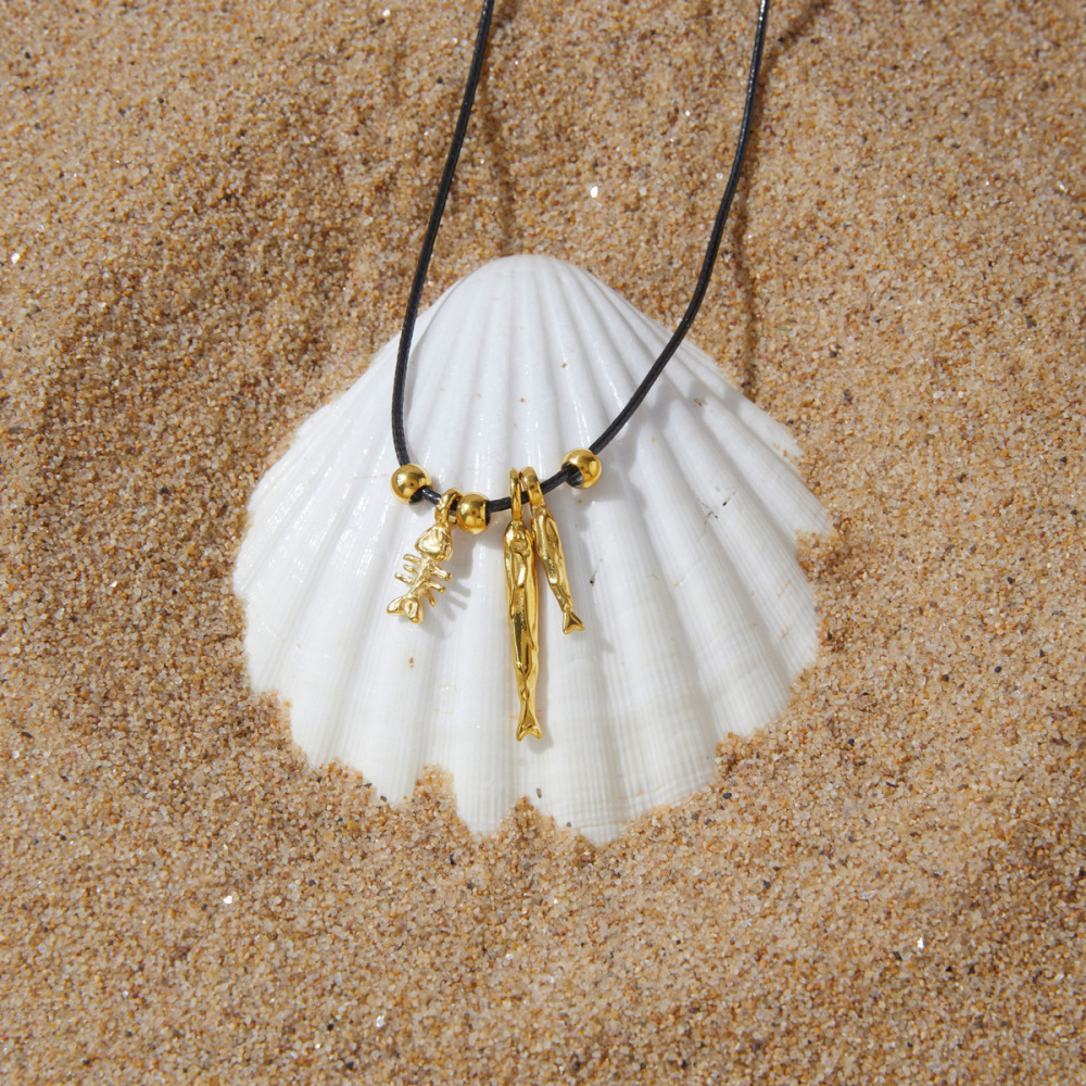 Colliers Pendentifs Pour Femmes, Collection Romantique, Motif Poisson Mignon, En Acier Inoxydable Étanche, Couleur Or h5Image4