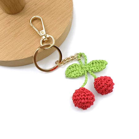 Porte-clés/breloques de sac en raphia tressé Sweet Cherry de la série Simple