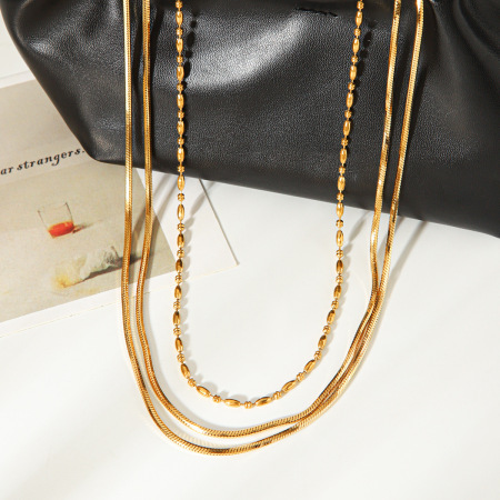 Colliers à maillons pour femmes, collection Simple Series Daily Chain, en acier inoxydable étanche, couleur or 2