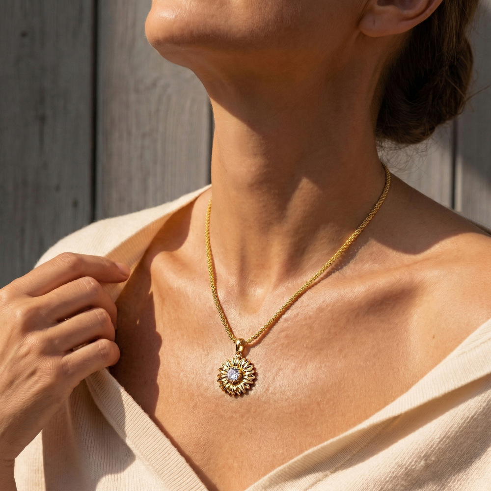 Colliers Pendentifs Rétro En Acier Inoxydable, Étanches, Couleur Or, Avec Zircon, Pour Femmes Image3