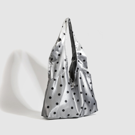 Sac cabas à pois froncés style parisien chic pour femme 2