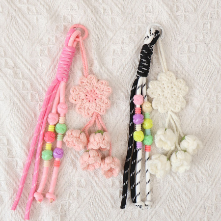 Perles florales douces de la série Simple, couleurs assorties, en coton, breloques pour sac à main pour femme