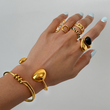 Ensembles de bracelets pour femmes en acier inoxydable doré, style rétro