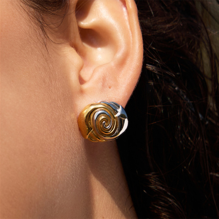 Boucles d'oreilles puces pour femmes, style océanique décontracté, lignes multicolores, en acier inoxydable étanche, couleur or