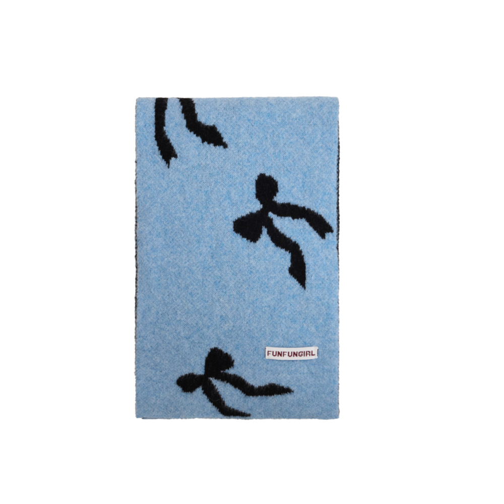 Écharpes D'Hiver Pour Femmes En Laine Unie Avec Nœud Papillon, Collection Simple Series 