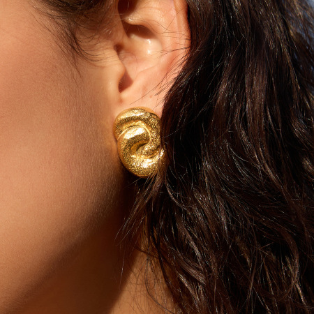Boucles d'oreilles puces pour femmes en acier inoxydable torsadé, étanches, couleur or
