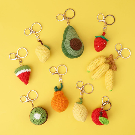 Porte-clés en coton tissé, motif fruit mignon et irrégulier, de la série Simple. Série Simple. 2