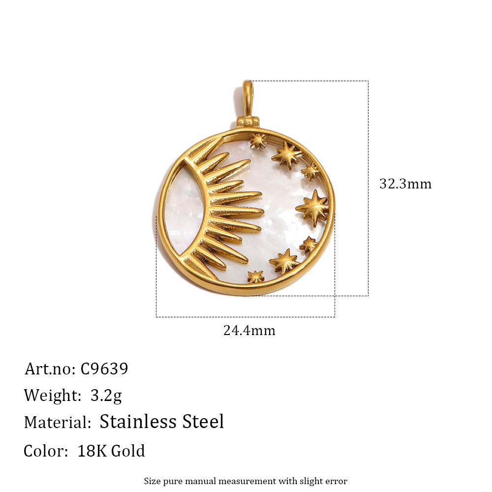 Pendentifs Femme En Forme De Coquillage Rétro Soleil, En Acier Inoxydable Étanche, Couleur Or 