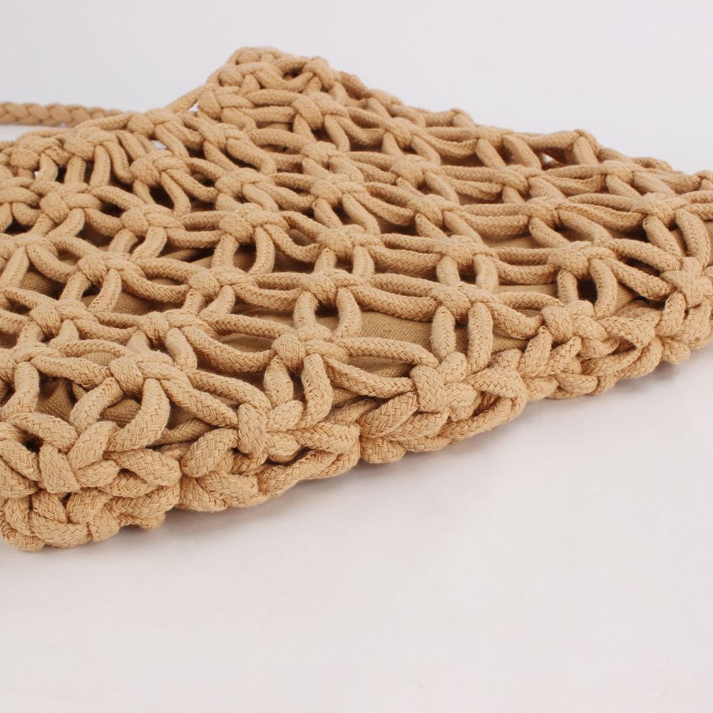 Sac Rond Pour Femme En Corde Tressée Tressée Style Décontracté h5Image5