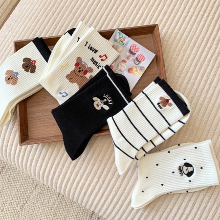 Chaussettes mi-mollet High Bounce à motif chiot mignon de dessin animé